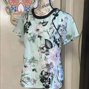 1. STATE t shirt with zipper & floral design womens small